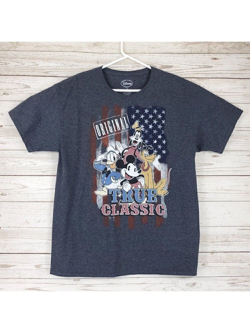 Disney Original Mens L True Classic Mickey Pluto Goofy Donald Short Sleeve Shirt